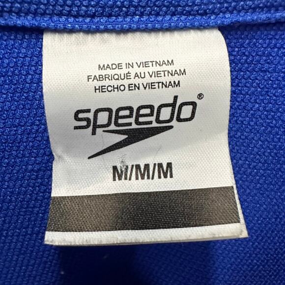 Speedo Men's Medium Long Sleeve Full Zip Team Jacket Blue‎ Black Swimmer - Picture 7 of 10